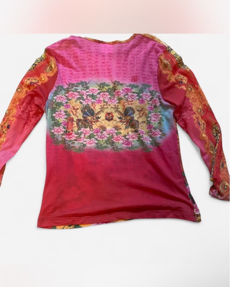 Graphic Mesh Dragon Printed Long Sleeve - Image 3