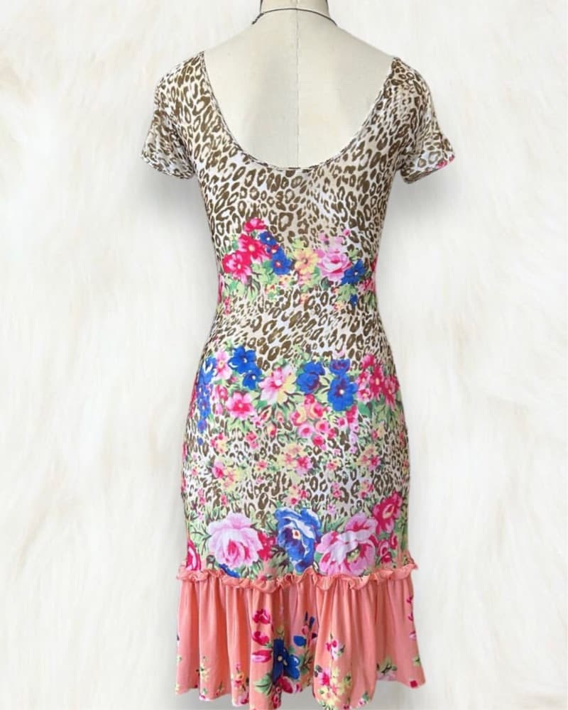 Blumarine 2005 Floral/Leopard Dress - Image 2