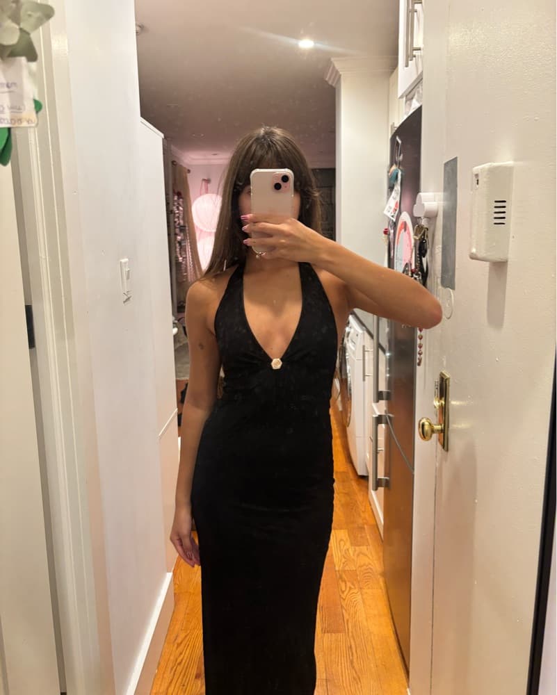 Elegant Black Halter Maxi Dress - Image 2