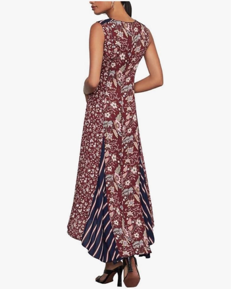 BCBG Maxazria Deep Red Floral Maxi Dress - Image 2