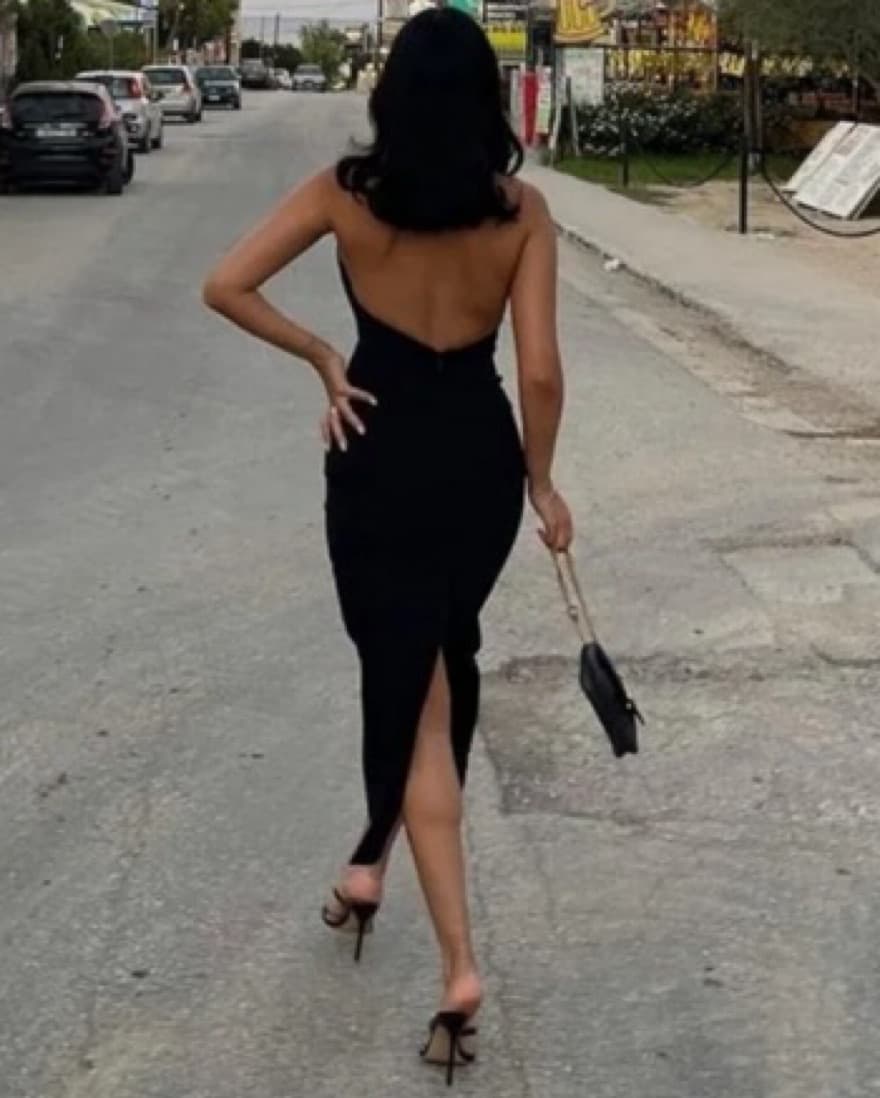 Black Cut Out Midi Dress With Hardware - Image 5