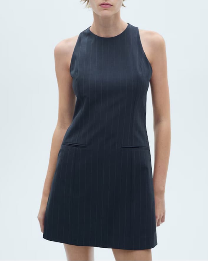Mango Pinstripe A-Line Dress - Image 1