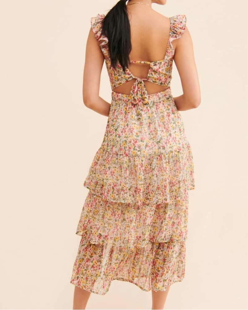ASTR Floral Ruffle Tiered Midi Dress - Image 3