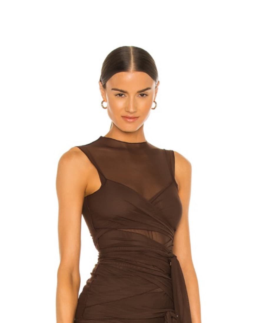 Kim Shui Brown Jersey Tie Top - Image 2