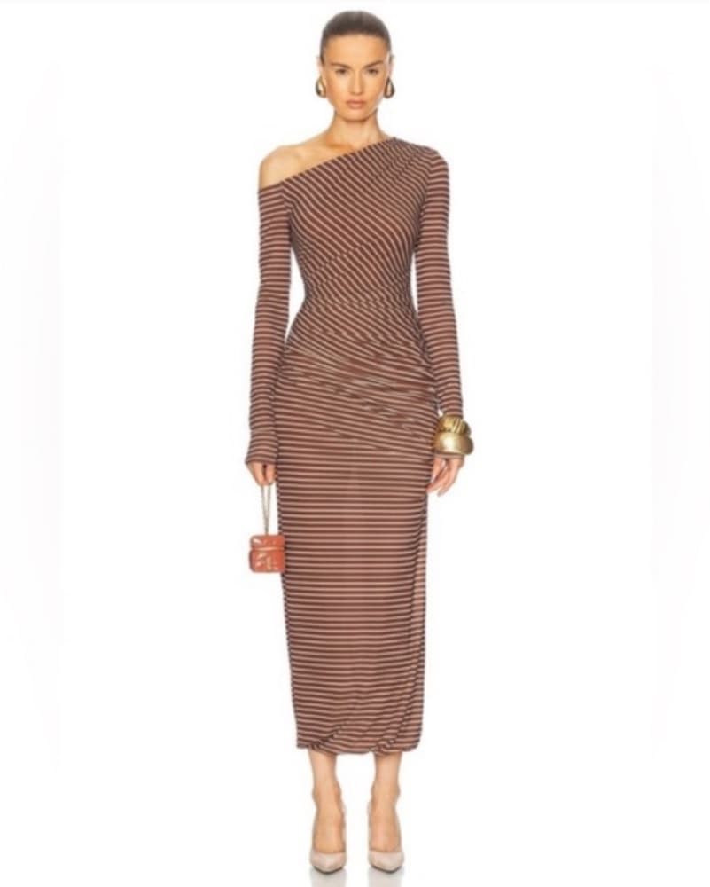 Ronny Kobo Stripped one shoulder dress - Image 2
