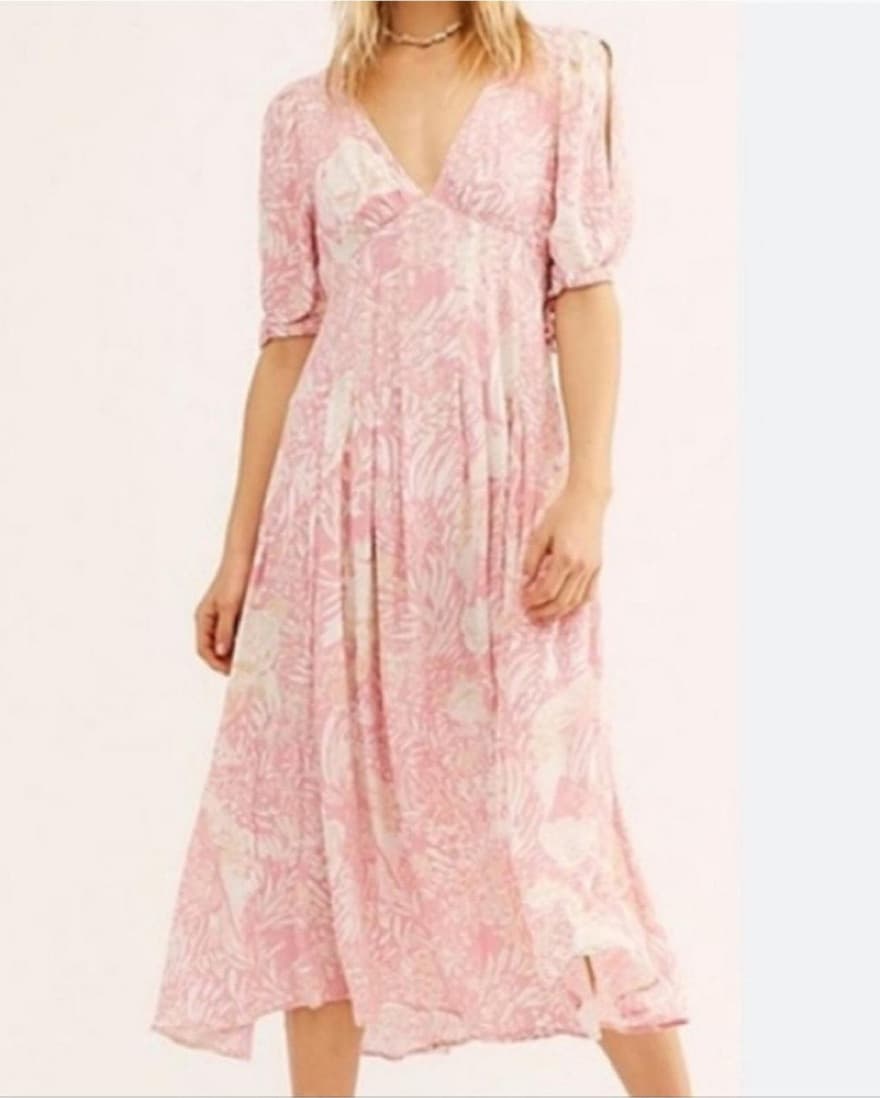 Free People Pink Floral Dress - Image 6