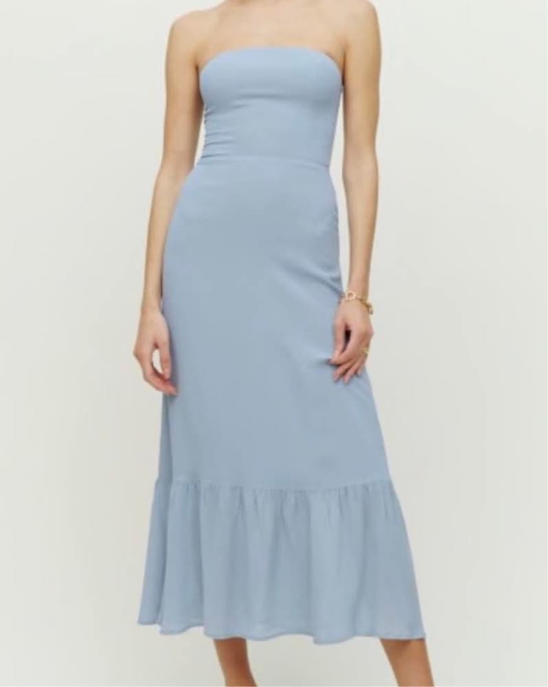 Blue strapless reformation Dress - Image 1