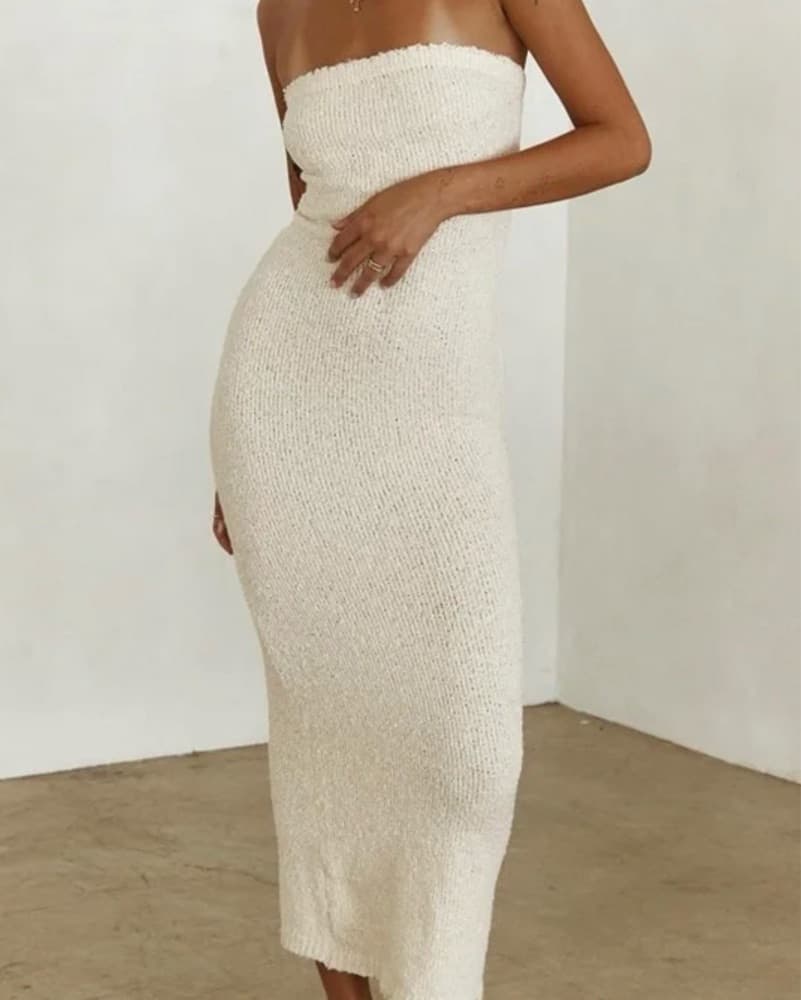 Boucle Maxi Sundress Dress - Image 1