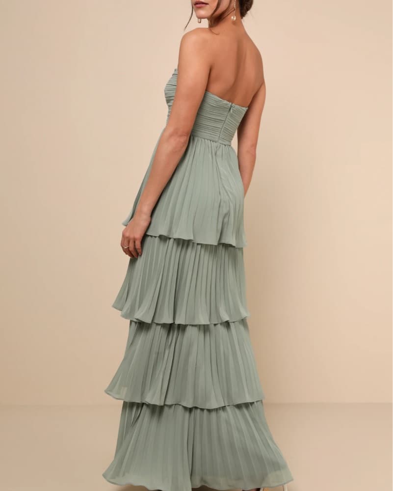 Sage Tiered Formal Gown - Image 3