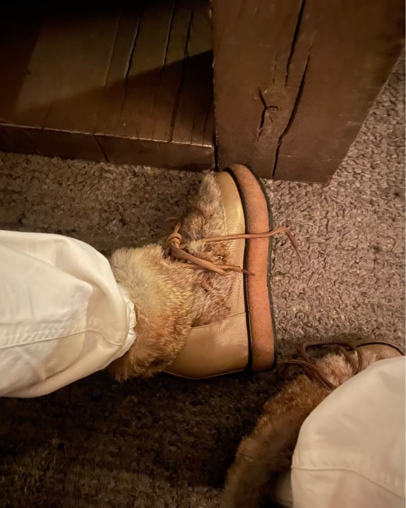 Fuzzy Beige Lace-Up Boots - Image 3