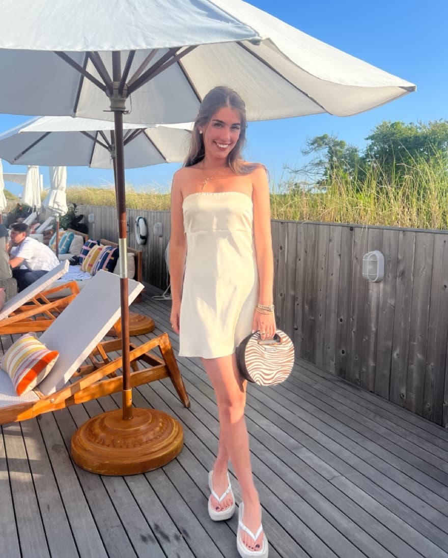 Tan Silk Halter Dress With Tie Back  - Image 1