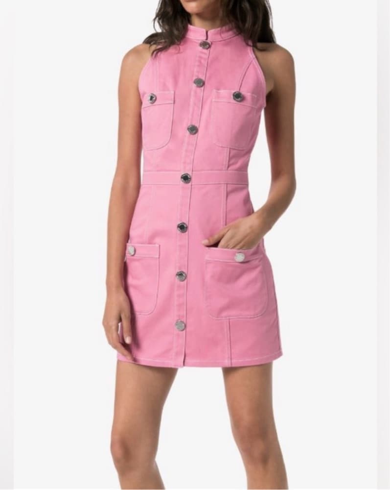 Balmain Denim Mini Dress Pink Denim - Image 2