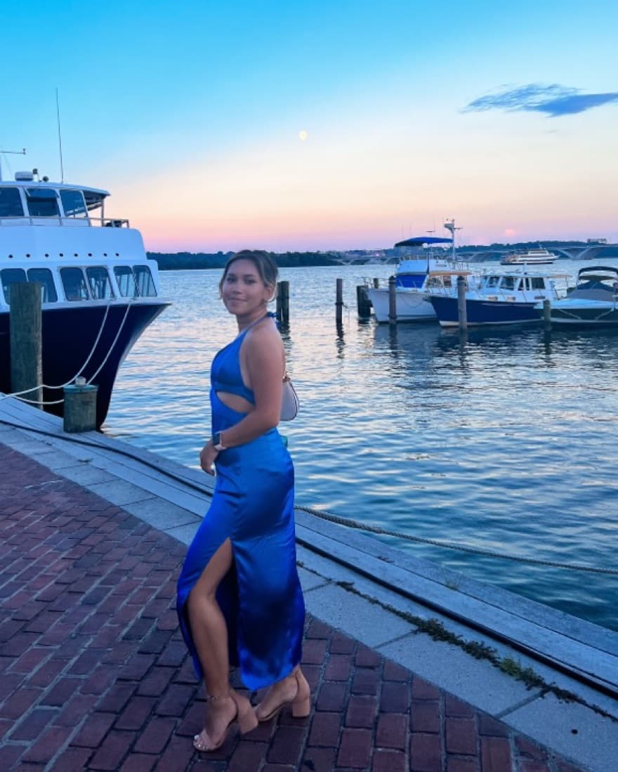 Zara Blue Satin Midi Dress - Image 2