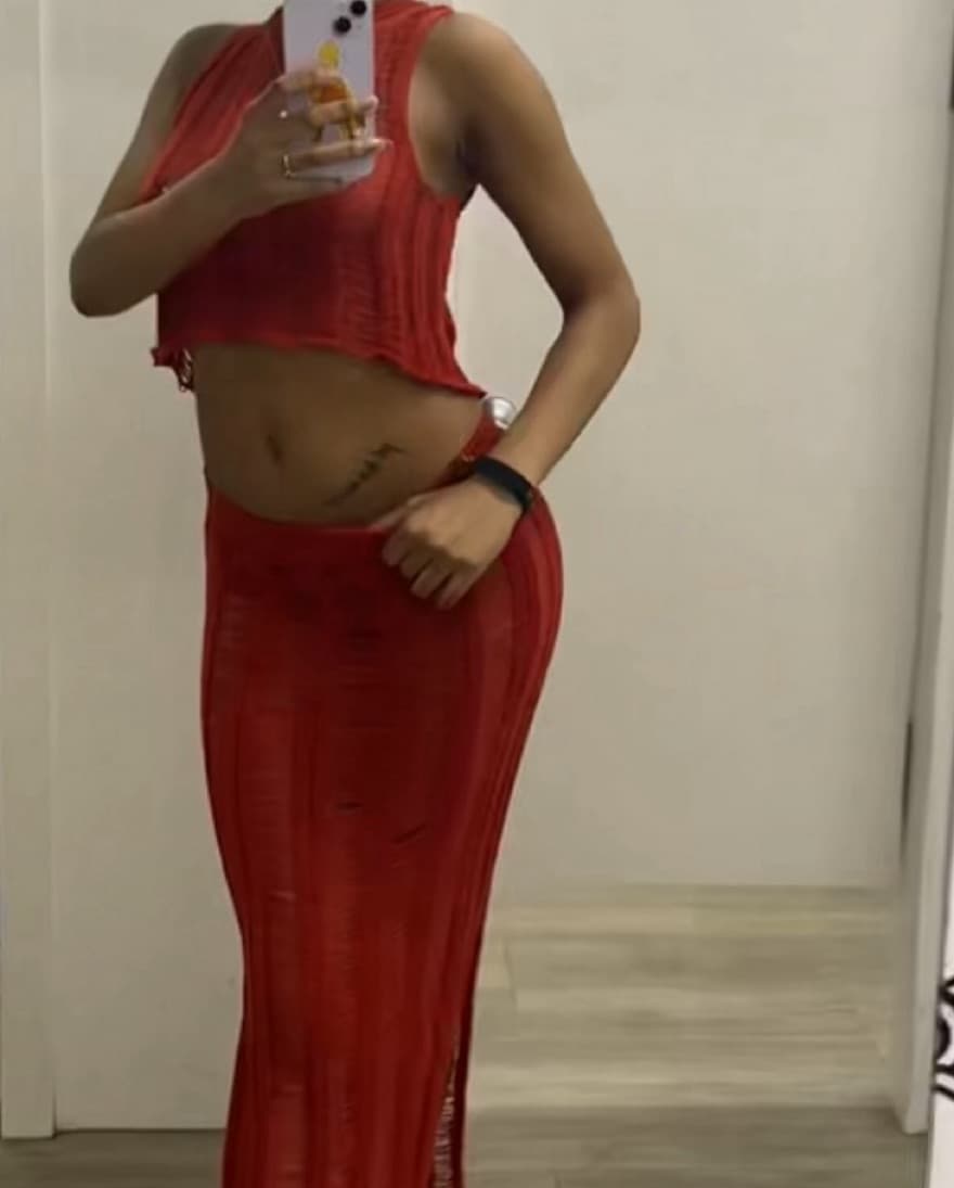 Burnt Orange Hand Crochet High Slit Set  - Image 3