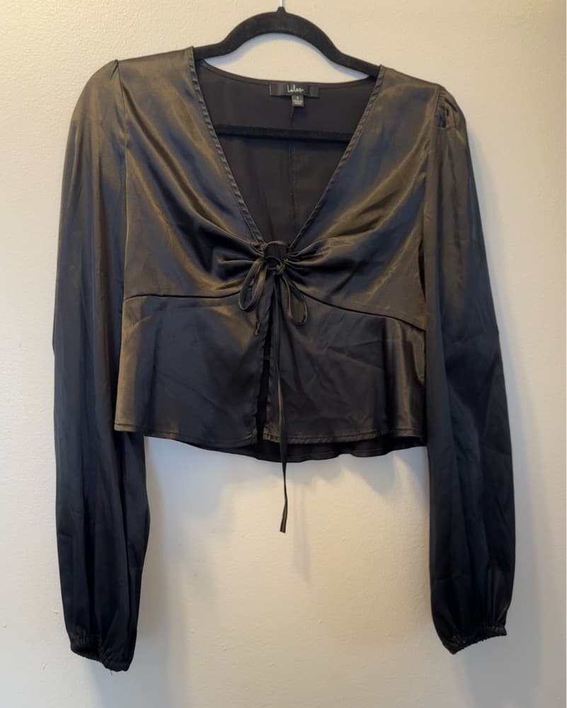 Lulus Black Satin Top - Image 4