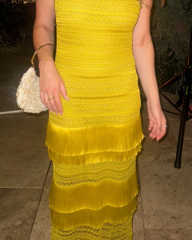 Elegant Yellow Fringe Dress - Image 3