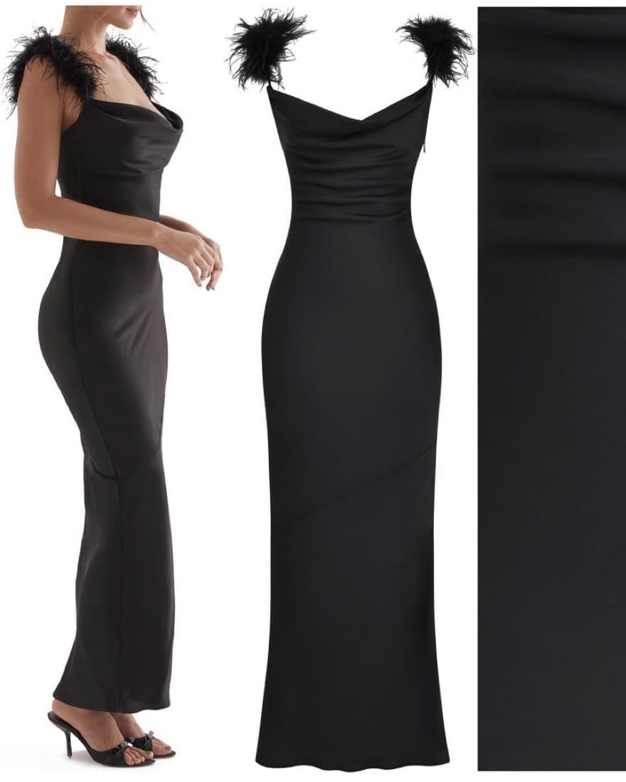 Tabita Feather trim Matte Satin Gown - Image 1