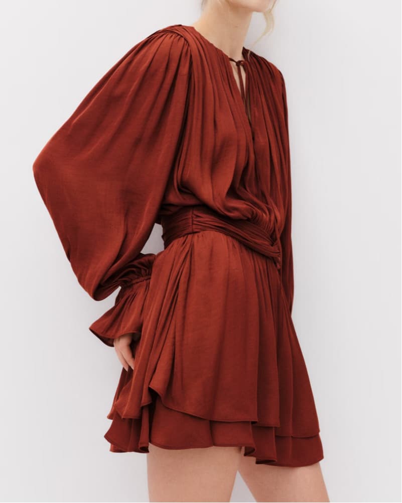 Draped Dress In Rust  - Image 2