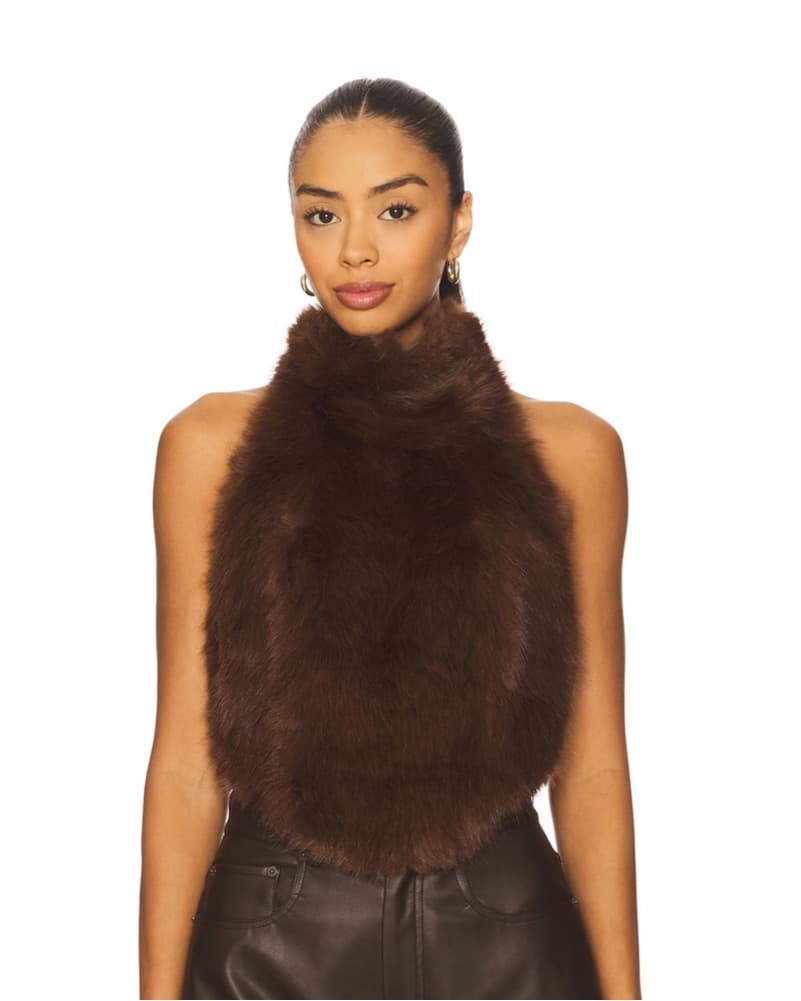 Julietta Faux Fur Top in Chocolate - Image 1
