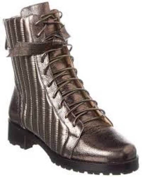 Metallic Lace-Up Combat Boots - Image 2