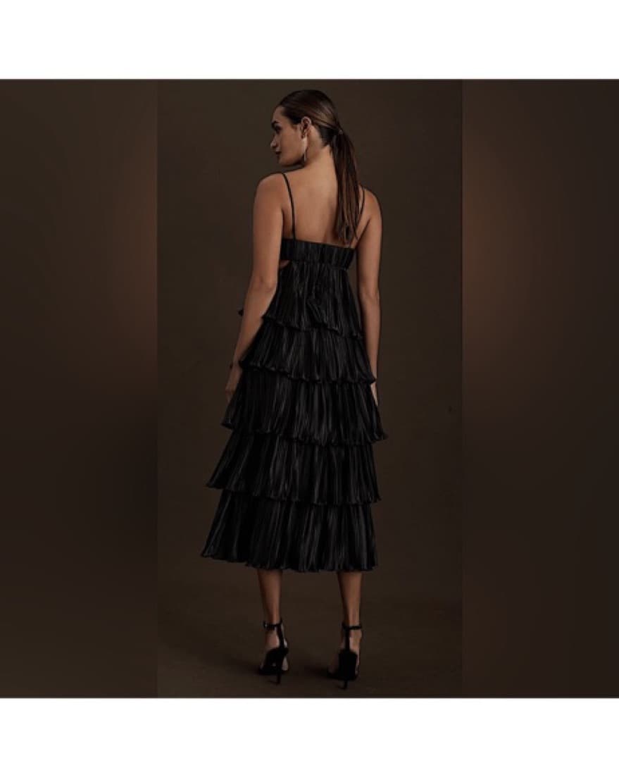BHLDN Black Pleated Black Maxi Dress  - Image 4