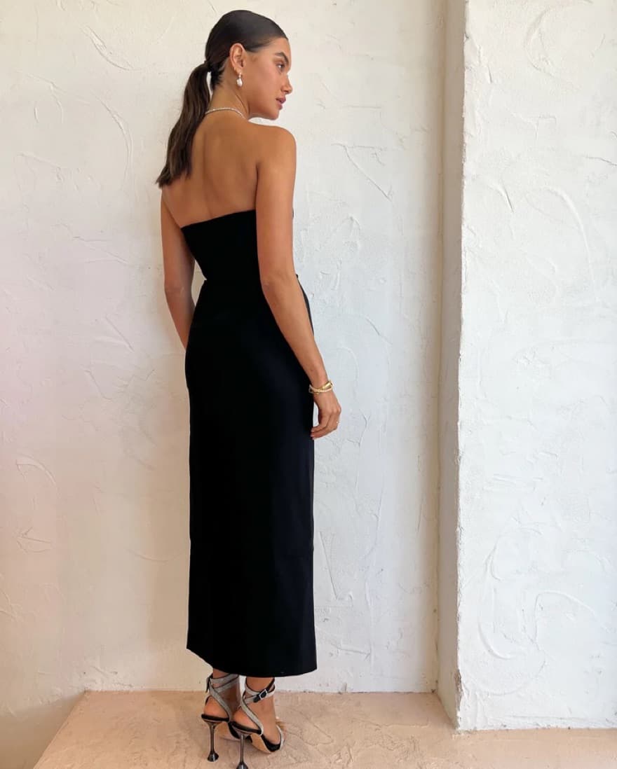 By Johnny Strapless Midi Dress Black - Image 3
