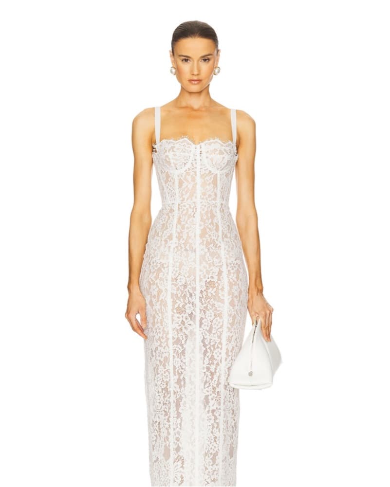 THE LACE COLUMN DRESS IN WHITE - Image 2