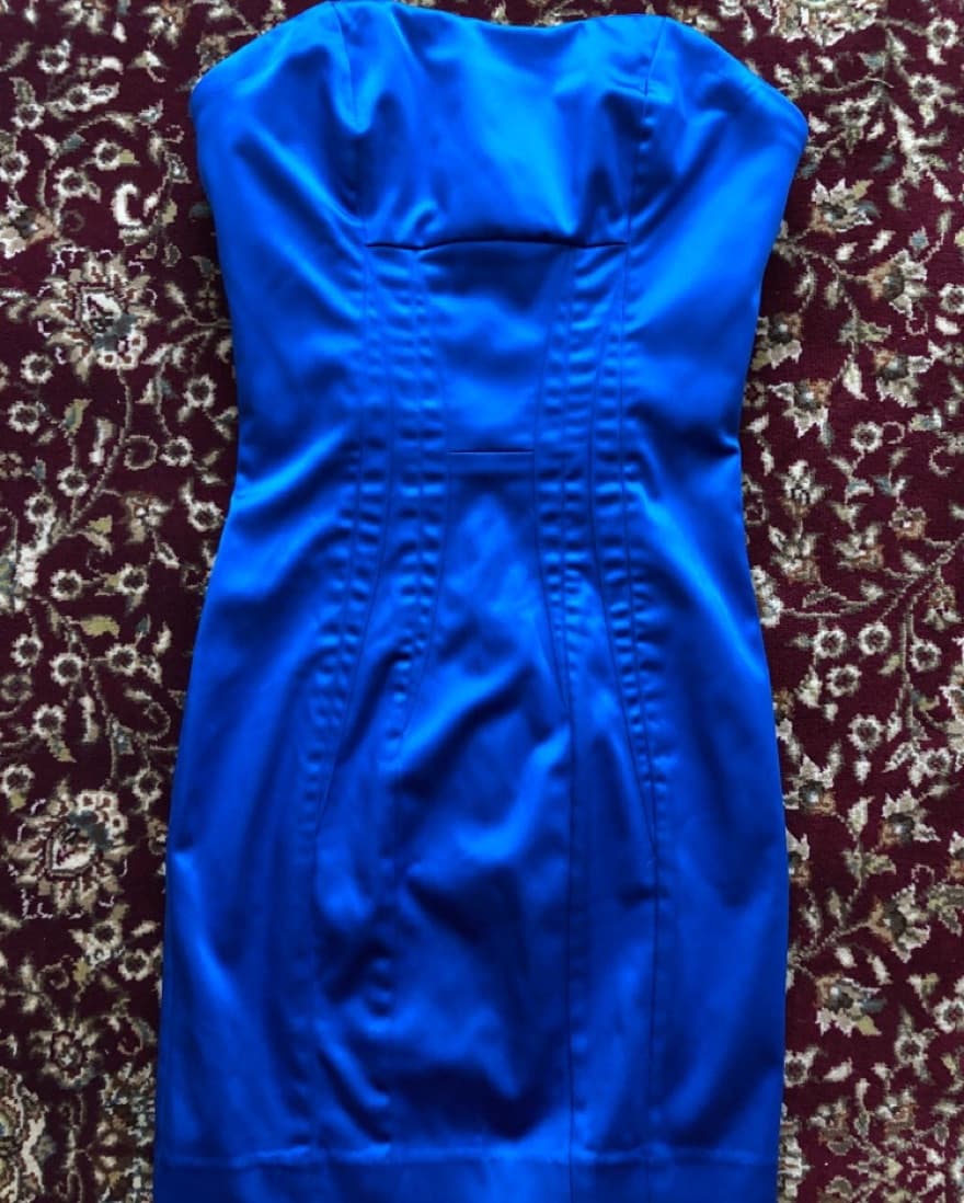 Blue Satin Mini Dress - Image 2