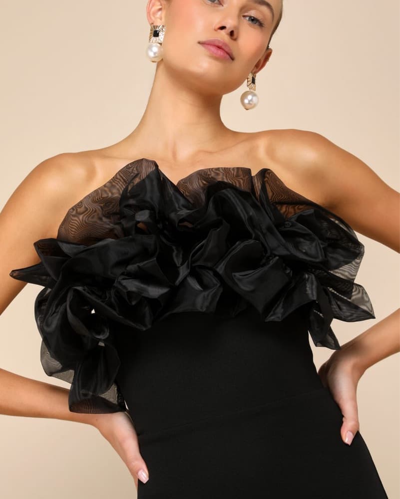 Lulus Ruffled Black Off-Shoulder Gown - Image 6