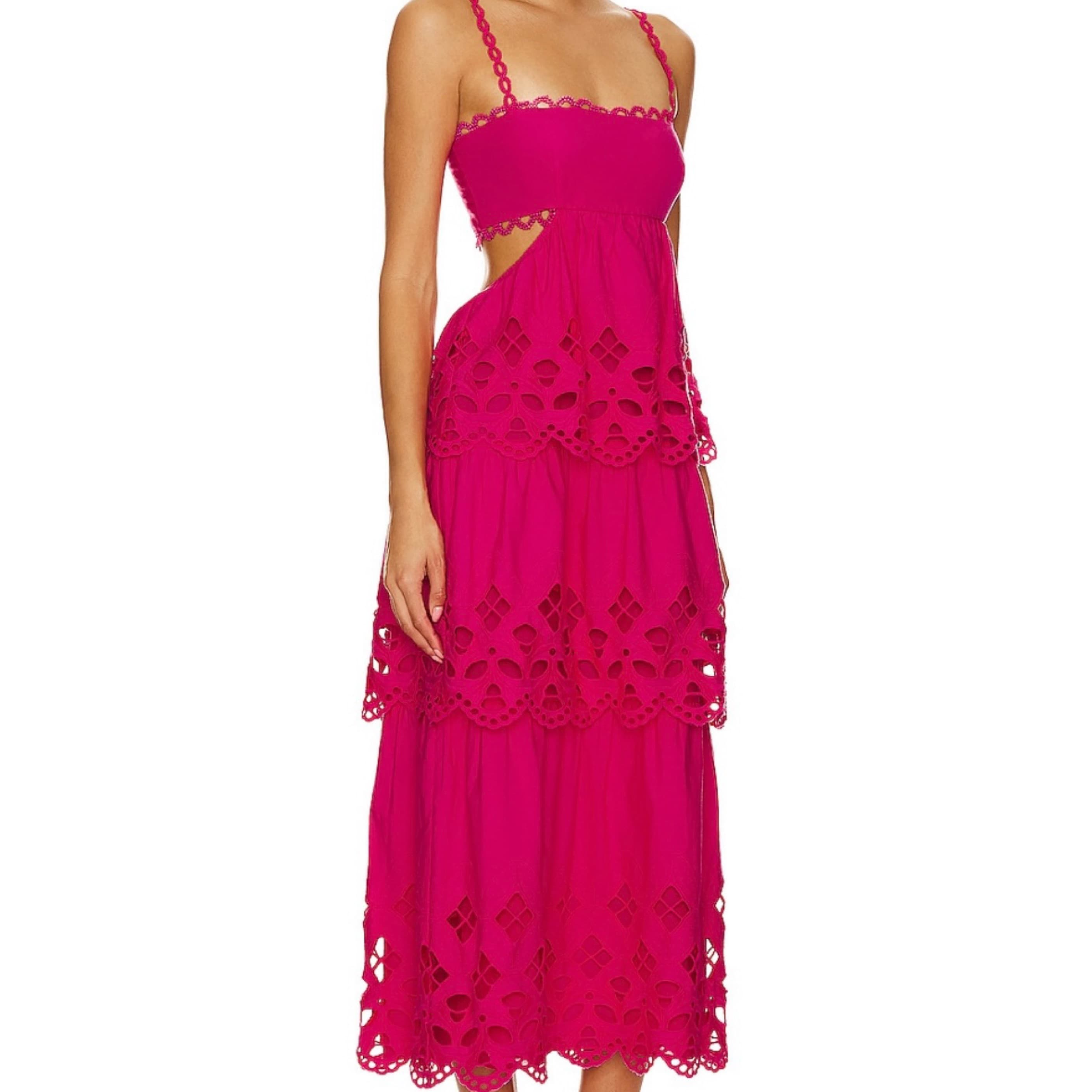 SAYLOR Elloise Midi Dress in Hot Pink  - Image 2