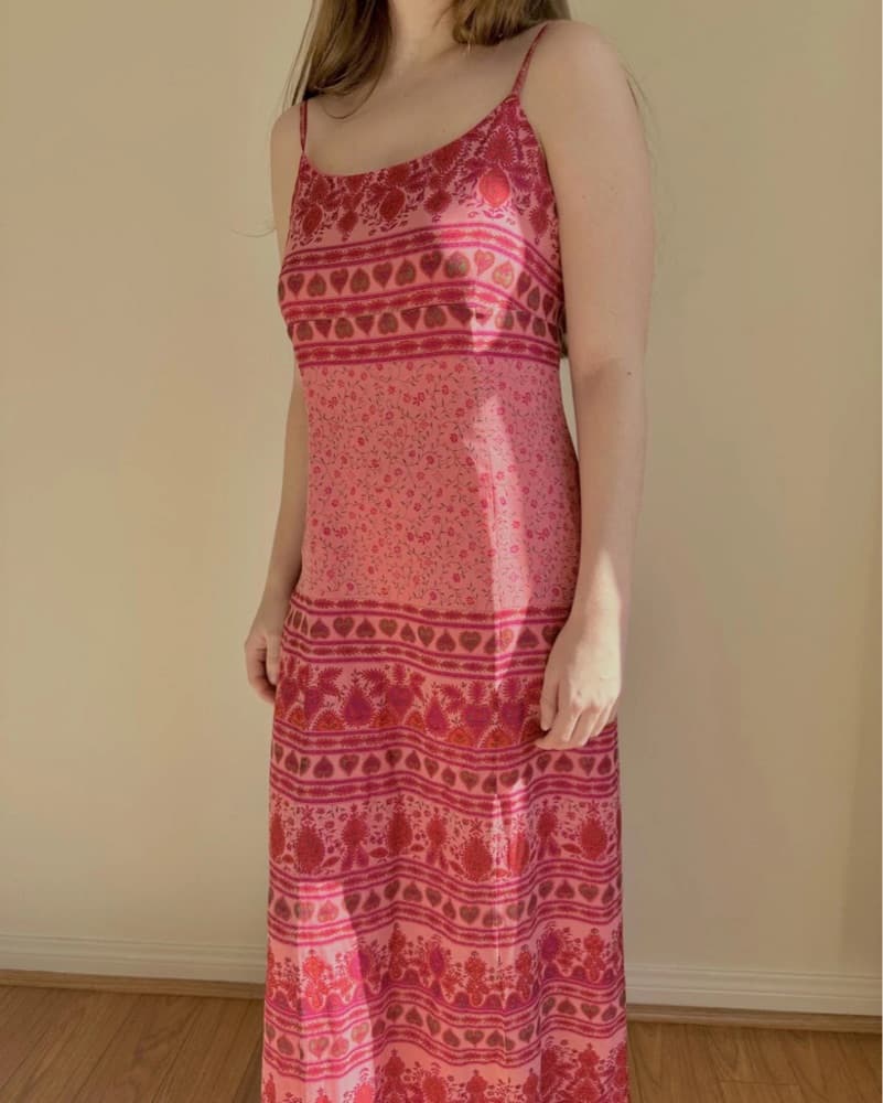 Pink Paisley Vintage Maxi Dress - Image 1
