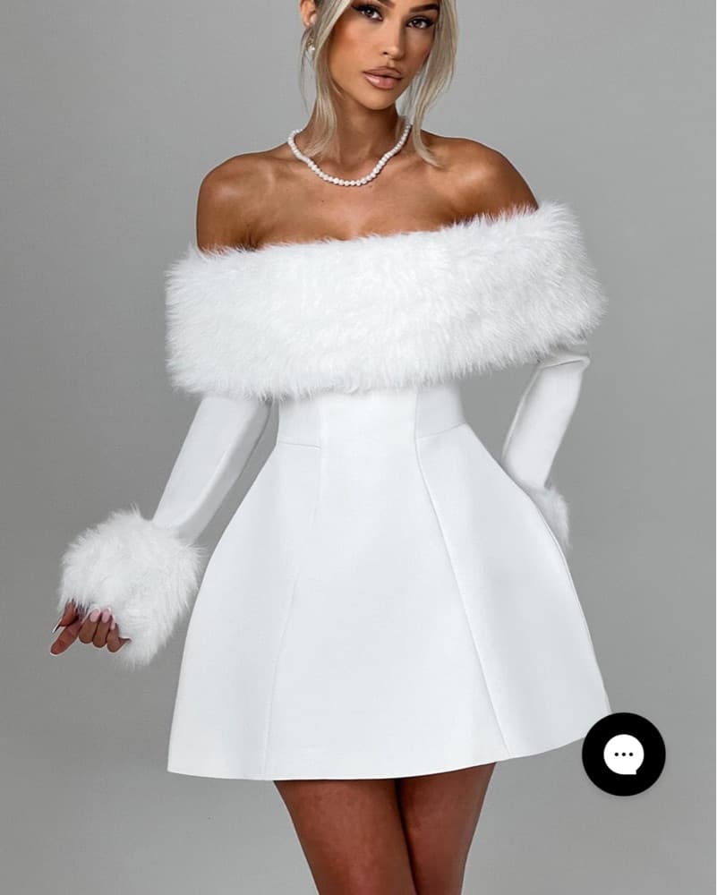 White Long Sleeve Mini Dress - Image 2