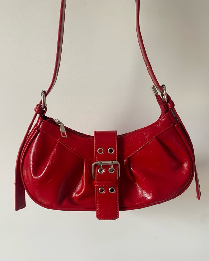 Red Buckel Shoulder Bag - Image 1