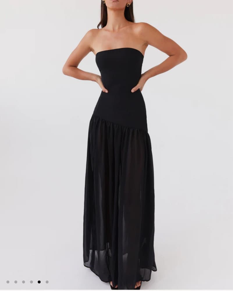 Strapless Black Slit Dress  - Image 4