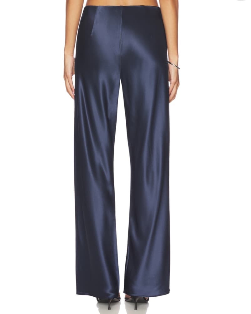 Sleek Navy Satin Bristol Pants - Image 3