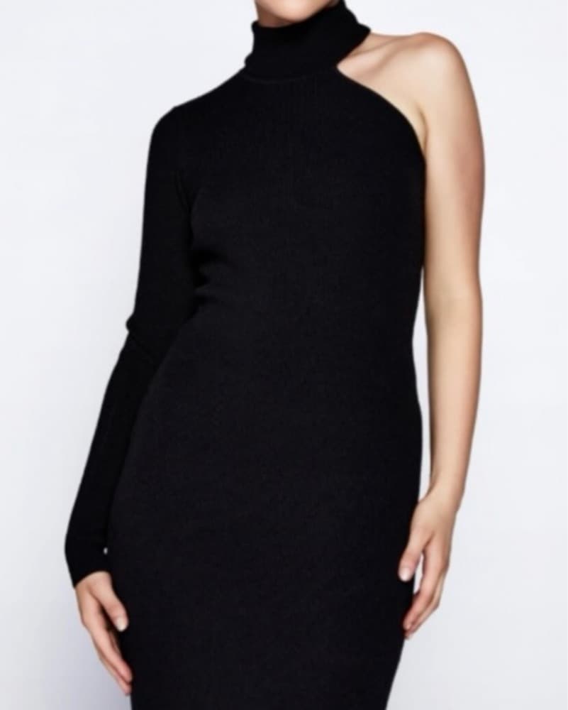 Bardot Black Asymetrical Dress  - Image 2