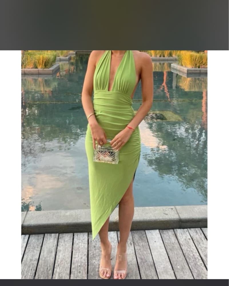 Green Norma Kamali Side Drape Dress  - Image 3