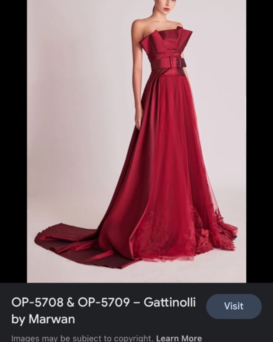  formal red gown w belt + train - Image 1