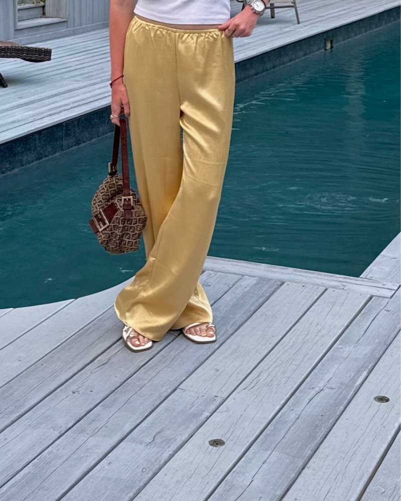 Butter Yellow Silk Pants - Image 1