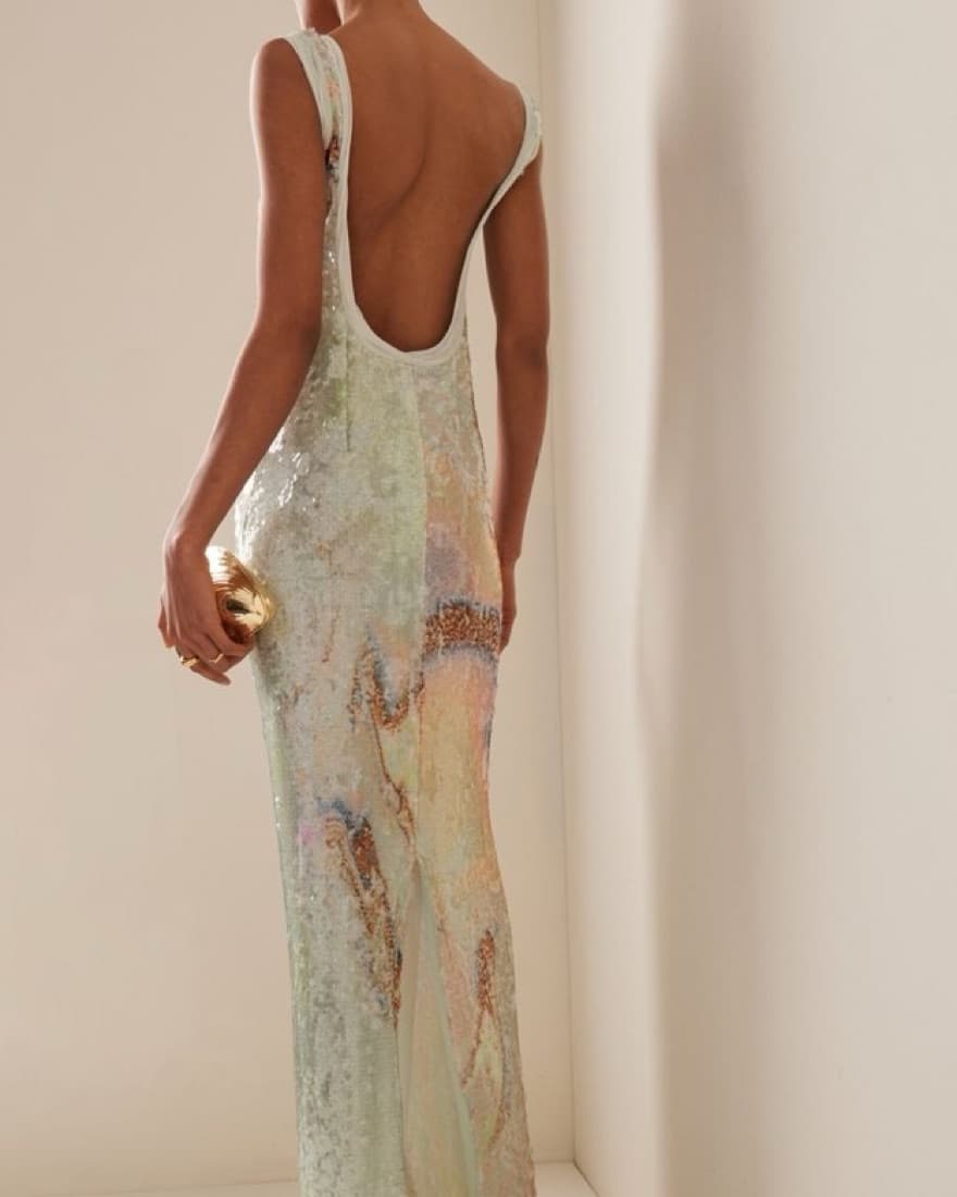 SIMKHAI Serene Sequin Marble Gown - Image 1