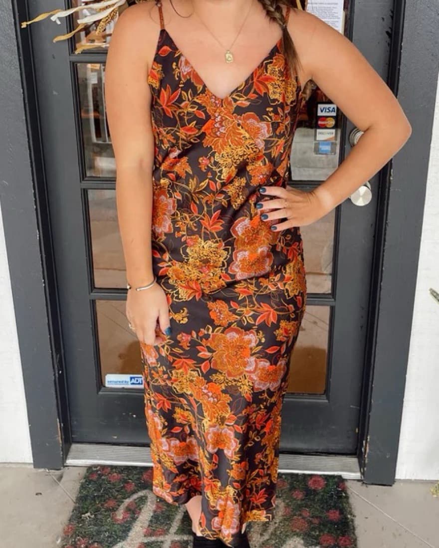 Dress Forum Floral Satin Midi Dress - Image 3