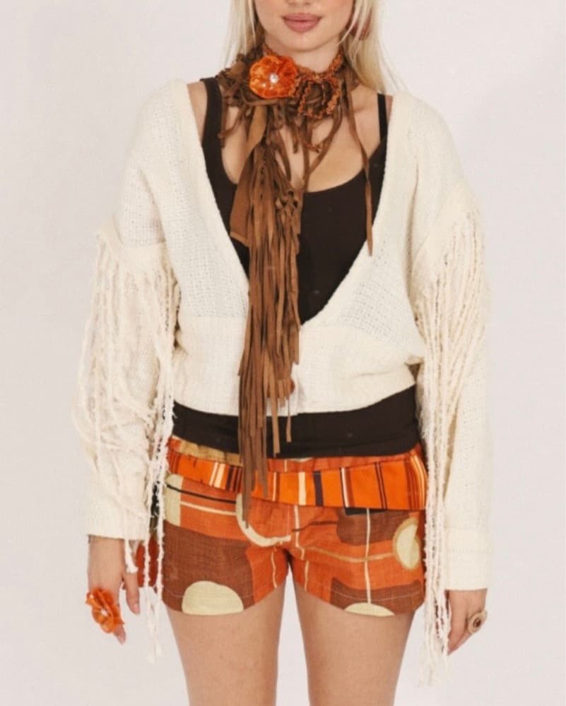 Chloe Likes Pink Cream fringe sweater - Image 4
