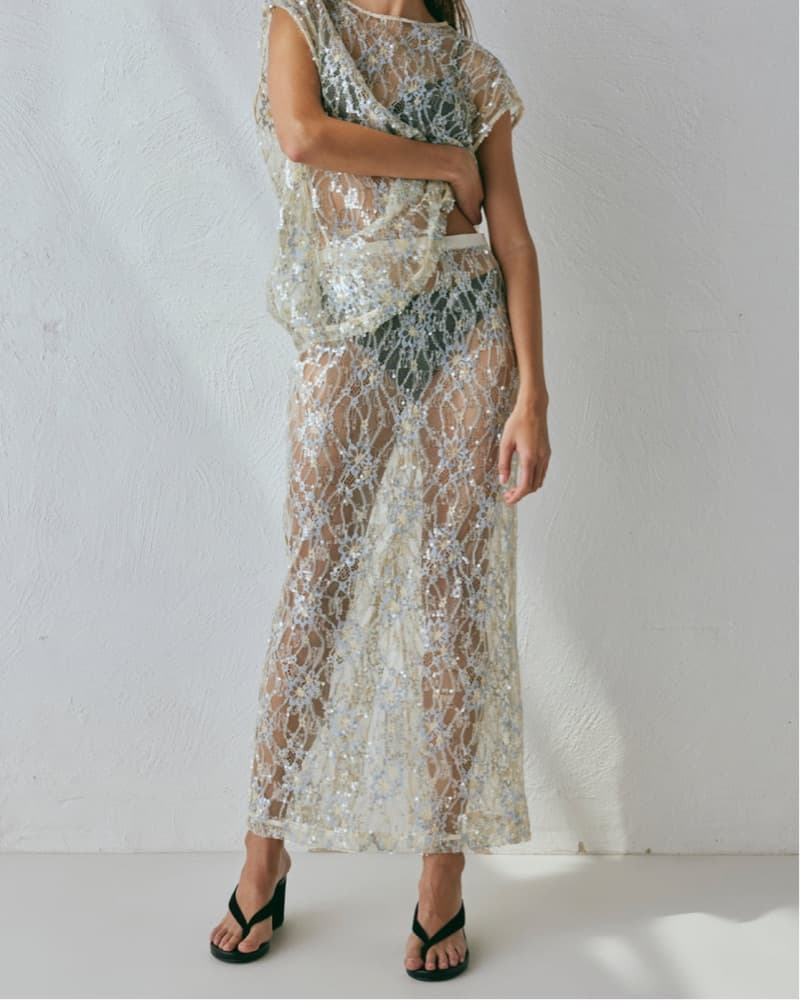 VRG GRL - Devyn Sequin Skirt (Ivory) - Image 3
