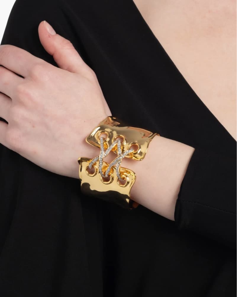 Solanales Crystal Lace-Up Cuff Bracelet - Image 2