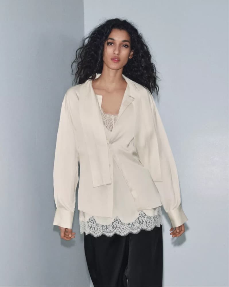 Combination Satin Blouse - Image 1