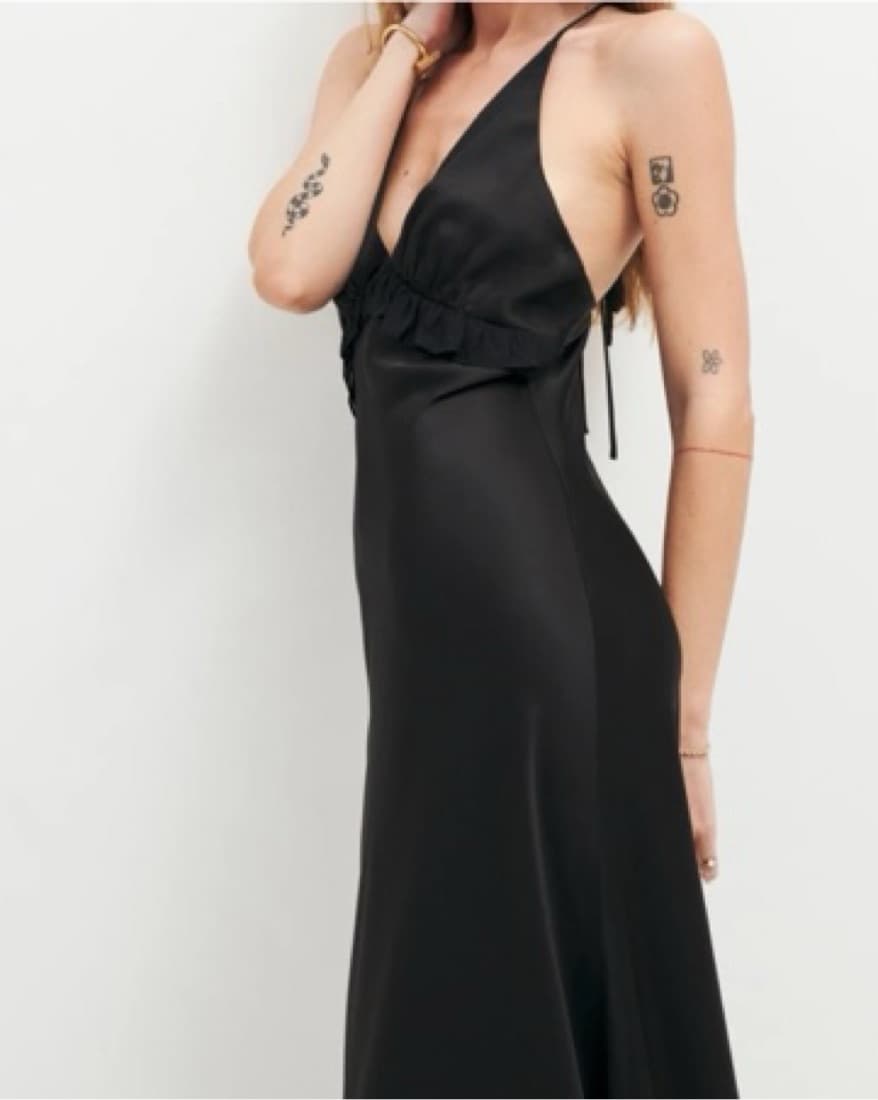 Reformation Madrigal Black Satin Dress - Image 4