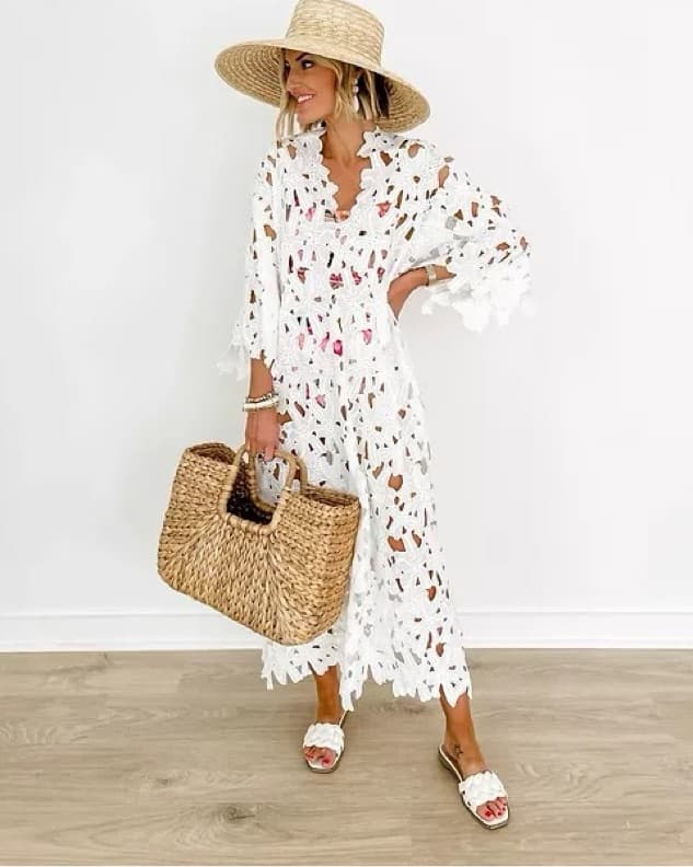 Anthropologie Floral Eyelet Kaftan - Image 6