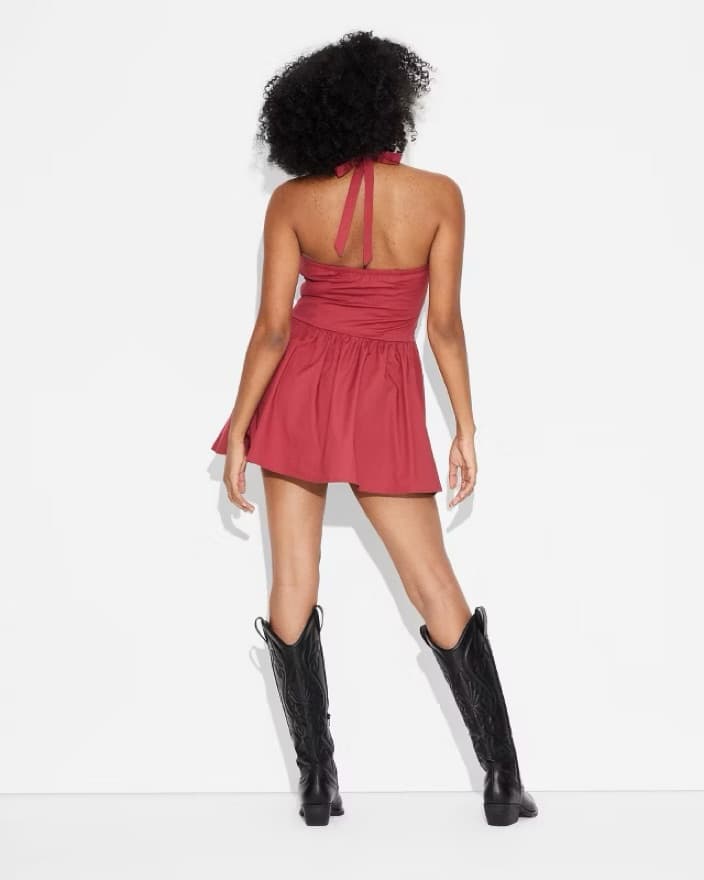 Burgundy Halter Dress - Image 2