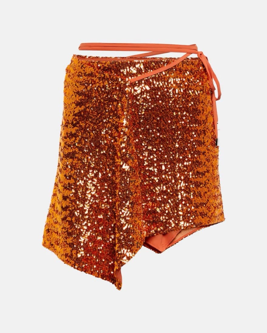 The Attico Orange Sequin Skirt - Image 1