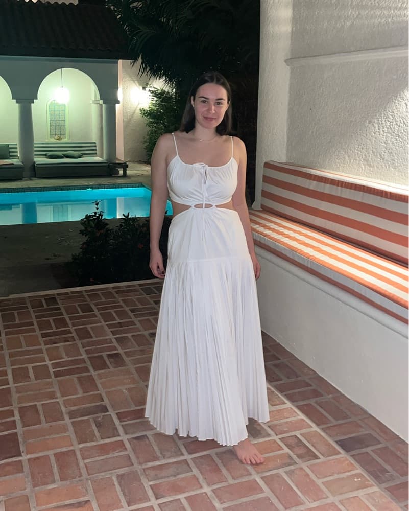 White Cotton Maxi Dress with Cutouts - Image 1